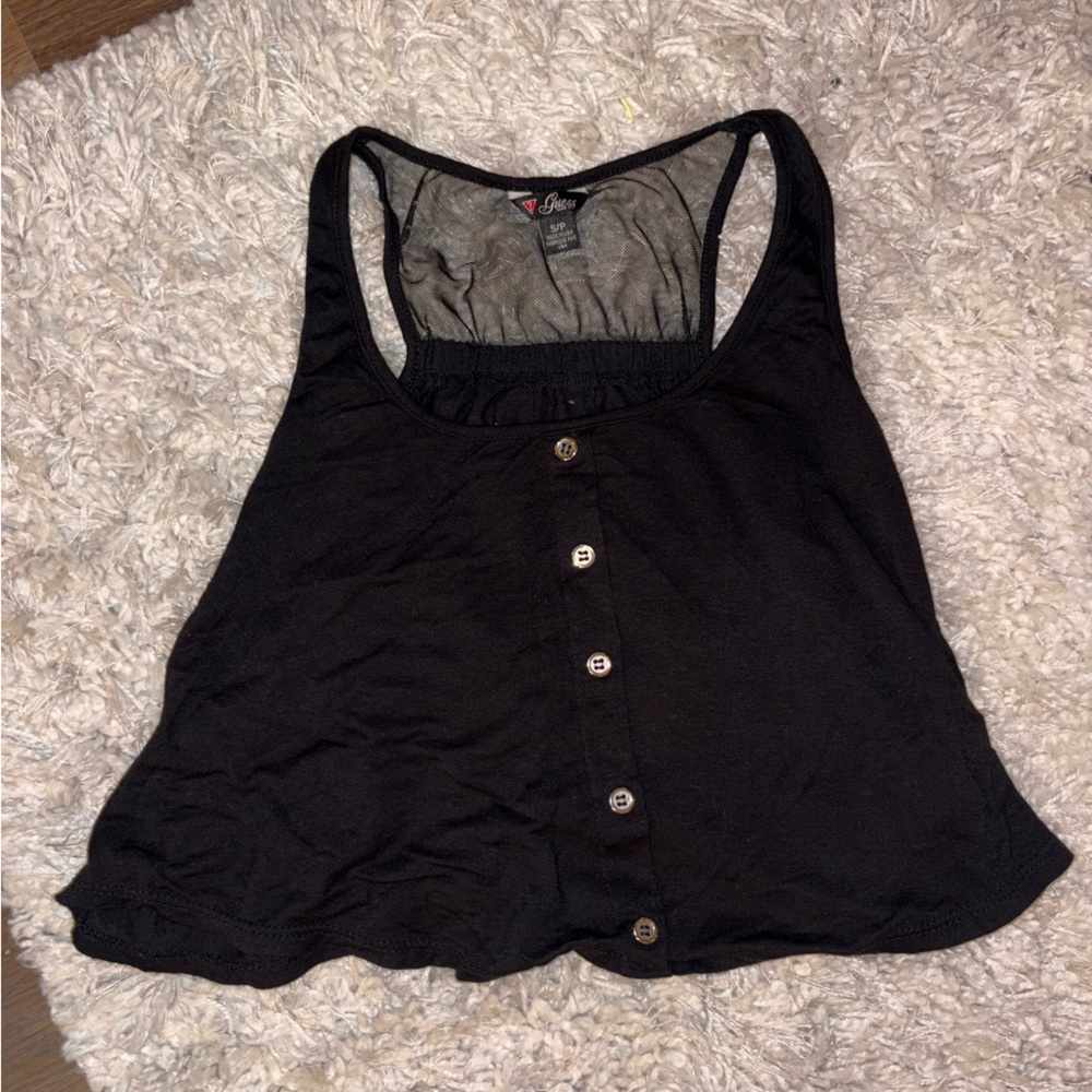 Guess Black Button-Down Women's Tank Top